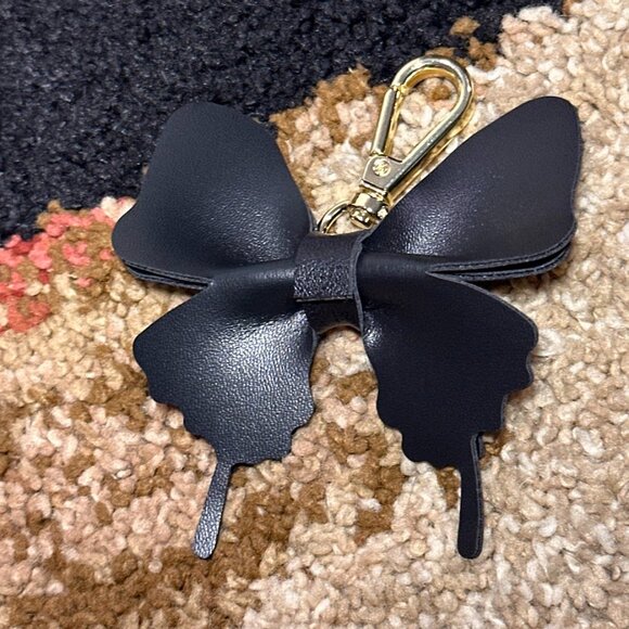 NWT Lovely Bag Charm or Keychain - Black Butterfly Vegan Leather Smooth Finish - Picture 1 of 7
